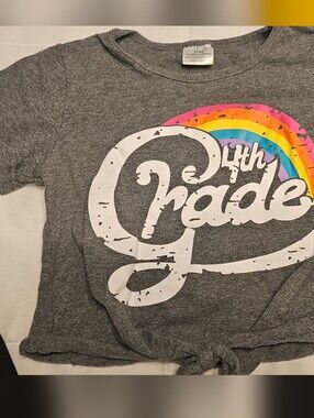 Kids Gray '4th Grade' Graphic Tee with Rainbow Accent